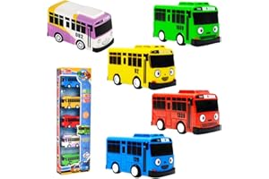 NyaSaa 5PCS Bus Toy with Box, Pull Back Die-cast School Bus, Bus Toy Vehicles, Scale Pull-Back Bus, Bus Toy Car Model Pull Back City Bus Kids Gifts