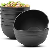 Yonality large unbreakable cereal bowls, 8 pieces plastic bowls, lightweight bowls for kids and adults, reusable unbreakable
