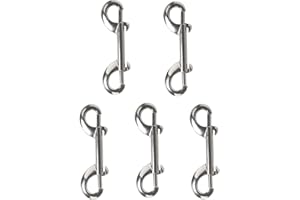 Gtwinsone 5 Pcs Double Ended Bolt Snap Hooks Dog Lead Clips Zinc Alloy Double End Trigger Clip Clasp Spring Loaded Diving Clips Durable Swivel Clips for Leash Key Chain Pet Feed Buckets (Silver)