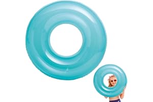 POPOYU Anillos de natación para niños de 6 a 12 años, flotadores inflables transparentes, anillo de goma, flotadores de piscina azules de 30 pulgadas, flotadores de piscina, juguetes de playa de verano,