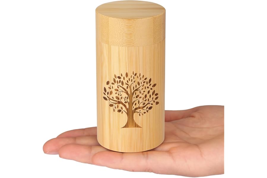 Small Urns for Human Ashes Keepsake with Tree of Life Pattern,Small Cremation Urns for Human Ashes Adult Male Female,Bamboo Scattering Tubes for Human or Pet Ashes,Hold Up to 7.5 Cubic Inches