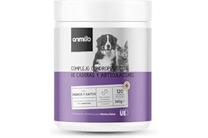 ANIMIGO Condroprotector para Perros y Gatos, 120 Masticables - Comprimidos para Cadera y Articulaciones de Perros Grandes y Pequeños - Huesos con Condroitina, Glucosamina, MSM, Ácido Hialurónico y Cúrcuma