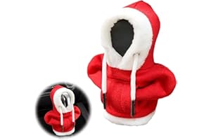 Ellxen Weihnachten Gangschaltung Hoodie-Abdeckung,Universal Schaltknauf Hoodie Shifter,Auto Schalthebel Innendekorationszubehör,Weihnachten Geschenk,für Auto Dekoratives(Rot)
