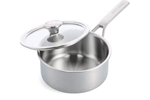 Merten & Storck Tri-Ply Stainless Steel, Casserole de 16 cm/1,5 l en Inox avec Couvercle, Compatible avec l'Induction, Multicouche, Va au Four, Argent