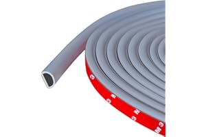 PROTALWELL Joint de porte autocollant en silicone en forme de D pour cadre de porte/fenêtre, gris (9 mm de large x 6 mm de haut), Longueur 6 m