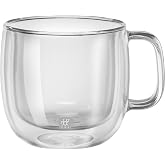 Zwilling Sorrento &Ccedil;ift Camlı Kulplu 2'li Cappucino Bardak Seti, Cam, Şeffaf, 450 ml