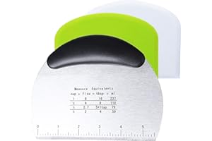 AILIVER Cortador de masa de acero inoxidable, 3 unidades, espátula de silicona, juego de espátulas para tartas, pizza, pan, suministros de cocina