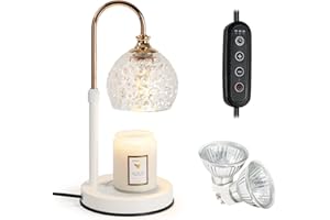 EIDEARAY Candle Warmer Lamp Dimmable Table lamp Height Adjustable, Scented Wax Light Compatible with Yankee Large Jar Candle Melter, Retro Glass with Dimmer Night Lamp Heater