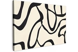 MuchoWow© Canvas Wall Art 47"x31" / 120x80 cm Decor Paintings Print framed on Canvas Pictures for Hallway Abstract - Lines - Modern - Beige