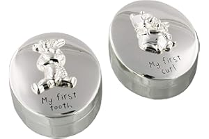 Disney Winnie The Pooh S/P First Tooth and Curl Set Baby Shower Christening DI127