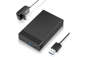 QUEVATI 3.5 Festplattengehäuse - 5Gbps USB 3.0 zu SATA Externe Festplatte für 2.5 3.5 Zoll SSD HDD Gehäuse bis zu 16TB mit DC Power Adapter, Unterstützung UASP, Ultimative Wärmeableitung