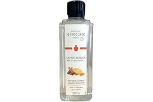 MAISON BERGER Lampe Berger 115018 Fragranza Cannella Arancia, Liquido, Argento, 7.8 x 5 x 18.5 cm, 500ml