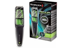 Remington Vacuum Beard and Stubble Trimmer (Vacuum to catch Trimmed Hair, Titanium Blades, Adjustable Comb, Detail Blade for Styling and Edging, Lithium Power, Cordless, 60-Minute Runtime) MB6850