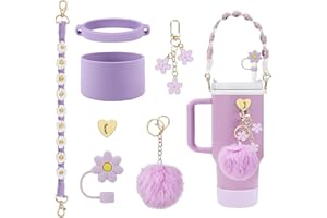 Glvomazty Set de Accesorios Para Stanley Cup incluye Tapones para Pajitas, Mango de Botella de Agua, Protector de Fondo de Silicona adecuado para Stanley Quencher 30 y 40oz