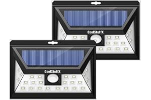 Coolstuffx 24 LED Motion Sensor Solar Security Lights. Waterproof, Sensitive Wide Angle Sensor, Ultra Bright LED, Smart Lighting Modes, Security for Gardens, Driveway, Yard, Front Door (Pack of 2)