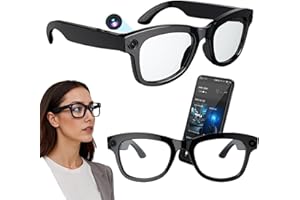 HKJPLVF Smart Al Camera Glasses, Built-in ChatGPT, Voice Control, Listen Music and Calls, Wifi 4.0 + Bluetooth 5.3, Shoot Audio Video Recordings Smart Bluetooth Translator Sunglasses, for Outdoor Sport,A