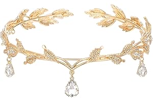 ZYEKIU Corona, Tiara Pedrería, Tiaras Novia con Corona de Hojas, Tiara de Cristal de Boda, Diadema Elfo Retro, para Cosplay, Boda, Fiesta, Festival Renacentista, Navidad, Cumpleaños