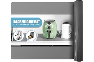 KitchenRaku Tappetino in silicone extra grande,antiscivolo, antiaderente, resistente al calore, riutilizzabile, per alimenti, lavabile in lavastoviglie (Grigio, 50x70cm)
