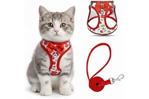 HAHEITA Cat Harness and Lead Escape Proof for Walking, Adjustable Soft Kitten Harness with Reflective Straps Step in Cat Vest for Small Kitten and XS Dogs