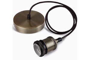 Seruno Lampada a Sospensione da Soffitto, Portalampada E27 Vintage con Cavo Intrecciato, Porta Lampada da Soffitto per Cucina, Bar e Home DIY, Compatibile con Lampadari e Portalampade E27