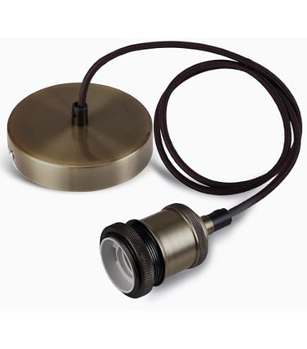 Lampadario Soggiorno Moderno Portalampada A Sospensione E27 Con Cavo In Tessuto - 3/5 Metri, Interruttore E Spina - Per Cucina, Bar, Soffitta - 4