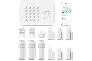 XNH 13-Piece Kit Wireless Home Security Systems, 4G/WiFi + GSM Auto Alarm System, App & Voice Control,No Monthly Fees,Alexa & Google Assistant With Motion Detector, Door Window Sensor,Remotes