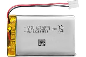 EEMB Batterie Lithium polymère 3,7V 500mAh 403048 Batterie Rechargeable lipo avec connecteur JST avec VXI Blue Parrott - vérifier la polarité de l'équipement et du connecteur Avant l'achat