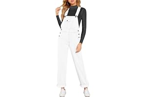 Vetinee Womens Denim Dungarees Baggy Overalls Loose Bib Jeans Pants Long Wide Leg Jumpsuit Playsuit Trousers with Pockets