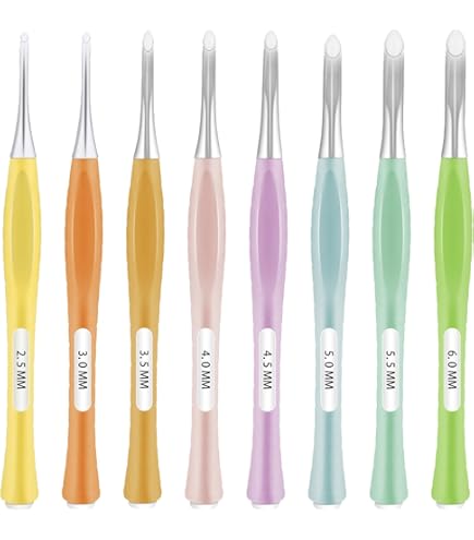 Lot De 8 Crochets à Crochet Avec Poignée Ergonomique Pour Mains Arthritiques, Aiguilles à Crochet Lisses Et Confortables, Aiguille à Pull De Plusieurs Couleurs (Red