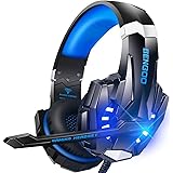 Bengoo G9000 - Cuffie gaming da gioco con cancellazione del rumore e microfono, luce a LED, surround, auricolari a memoria mo