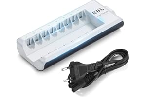 EBL 808A Caricabatterie con 8 Slot per AA e AAA NI-MH Batterie Ricaricabili, Caricatore Intelligente con LED per Pile Ricaricabili