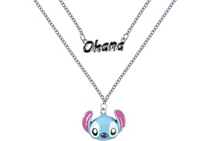 Disney Lilo & Stitch Blue Ohana Stitch Double Layered Necklace NH00922RL-16.PH