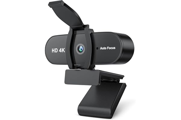 OFFCUP Webcam 4K, Full HD Caméra PC avec Couvercle de Privacité Autofocus Micro Antibruit Grand Angel 85°, Caméra USB Plug & Play pour Streaming Gaming Win10, Mac, Vidéo-Conférence