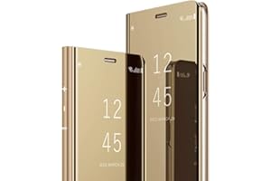 MRSTER Xiaomi Redmi Note 8T - Funda con Espejo para Xiaomi Redmi Note 8T, Espejo Smart View Standing 360°, Protector de Funda para Xiaomi Redmi Note 8T. Flip Mirror: Oro