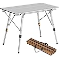 WOLTU Folding Camping Table Aluminium Garden Table Balcony Travel Table Folding with Packing Bag Height Adjustable 90 x 52 x (45-69) cm, Silver