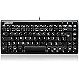 Perixx Periboard-407 Mini USB Wired AZERTY Keyboard – Chiclet Keyboard with 11 Shortcut Keys – Black