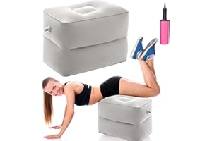 AXVRAV Bandscheibenwürfel Aufblasbar, Stufenlagerungswürfel mit Pumpe, Entlastungskissen für Beine & Rücken, Multifunktionskissen Aufblasbares für Reise Auto Büro & Zuhause, 42x32x30 cm