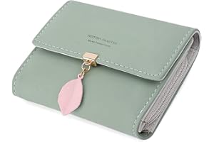 ANYWN Portfel damski z gładkiej i miękkiej sztucznej skóry, mały i w krótkim formacie, portfel damski w bardzo pięknych kolorach, z wieloma przegródkami, zielony, S, Elegancki
