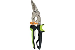 Fiskars Blechschere, Rechter Schnitt, Bis zu 40% mehr Kraft, Länge 24,7 cm, Wärmebehandelter Stahl/Kunststoff, Schwarz/Grün/Orange, PowerGear, 1027208