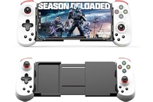 Megadream Bezprzewodowy kontroler do iPhone/Android, MFi Bluetooth Mobile Game Gamepad dla iOS/Switch/Lite/PC/PS/Cloud Gaming Rozciągliwy Joystick do iPhone 15 14 13/Plus/Pro/Max, Direct Play (biały)