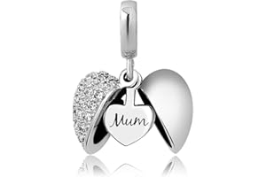KunBead Jewelry Mum Charms Heart I Love You Mother Birthday Birthstone Crystal Dangle Beads for Charm Bracelet Necklace