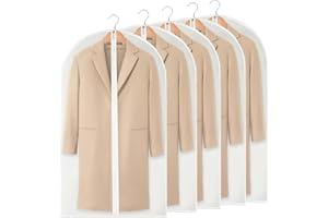 SHUOHONG 5 Piezas Fundas Ropa con Cremallera, 60 x 120 cm Bolsas para Guardar Ropa, Impermeable Portatrajes, Bolsas Guardar Ropa, Bolsa Almacenaje Ropa para Trajes, Vestidos, Camisas (C)