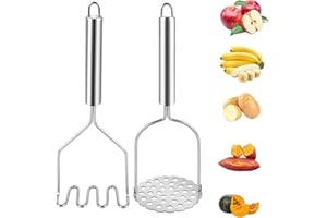 GUUFOO Kartoffelstampfer 2 Stück Kartoffelstampfer Edelstahl, Potato Masher, Stampfer Kartoffel, Handstampfer mit Dickem Griff, Lebensmittelstampfer für Kartoffelbrei Avocado Bohnen