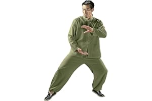 KSUA Uomo Tai Chi Uniforme Cinese Kung Fu Abbigliamento Cotone per Arti Marziali Zen