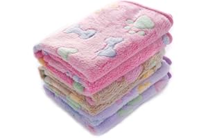 luciphia 3 Pezzi Coperta per Cane/Gatto Lavabile Soffice Durevole, Morbida e Calda Flanella,Osso,Small (60 * 40cm)