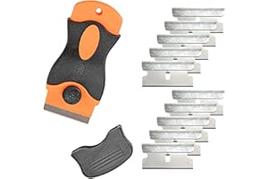 DaiUni Skrobak kuchenny, skrobak do płyt kuchennych, skrobak, mini brzytwa z ostrzami, skrobak do płyt ceramicznych z 10 zapasowymi ostrzami.