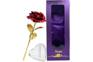 TINYOUTH Vergoldete Rose 24 Karat, Rot Golden Forever Rosen mit Geschenkbox & Ständer für Geburtstag Freundin Muttertag Hochzeit Weihnachten Jahrestag Erntedankfest