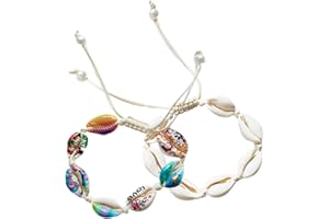 IFUDE 2 Stück Muschelkette Und Armband NatüRliche,Muschel Halskette Armband Set, Natural Shell Choker Halskette,Handgemachte Hawaii Halskette Schmuck Set für Frauen Mädchen
