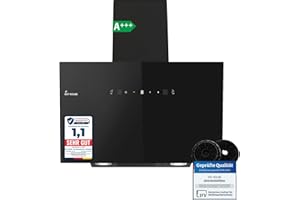 KKT KOLBE Dunstabzugshaube 80cm | Umluft Abluft | 782cbm/h | Wandhauben Kopffrei | Schwarz | Glas | Gestensteuerung | SensorTouch Bedienung | LED-Beleuchtung | TRIO8025S