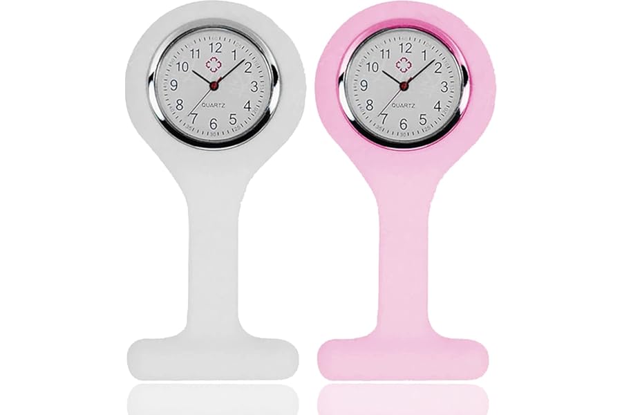 YSFVNP 2 Pcs Nurses Watch, Pocket Clock with Pin Fob Watch Easy to Carry Fob Watches for Health Care, Doctor, Paramedic